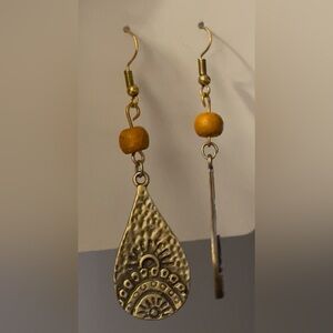 Drop Sun Hammered Antique Bronze Plated Earrings